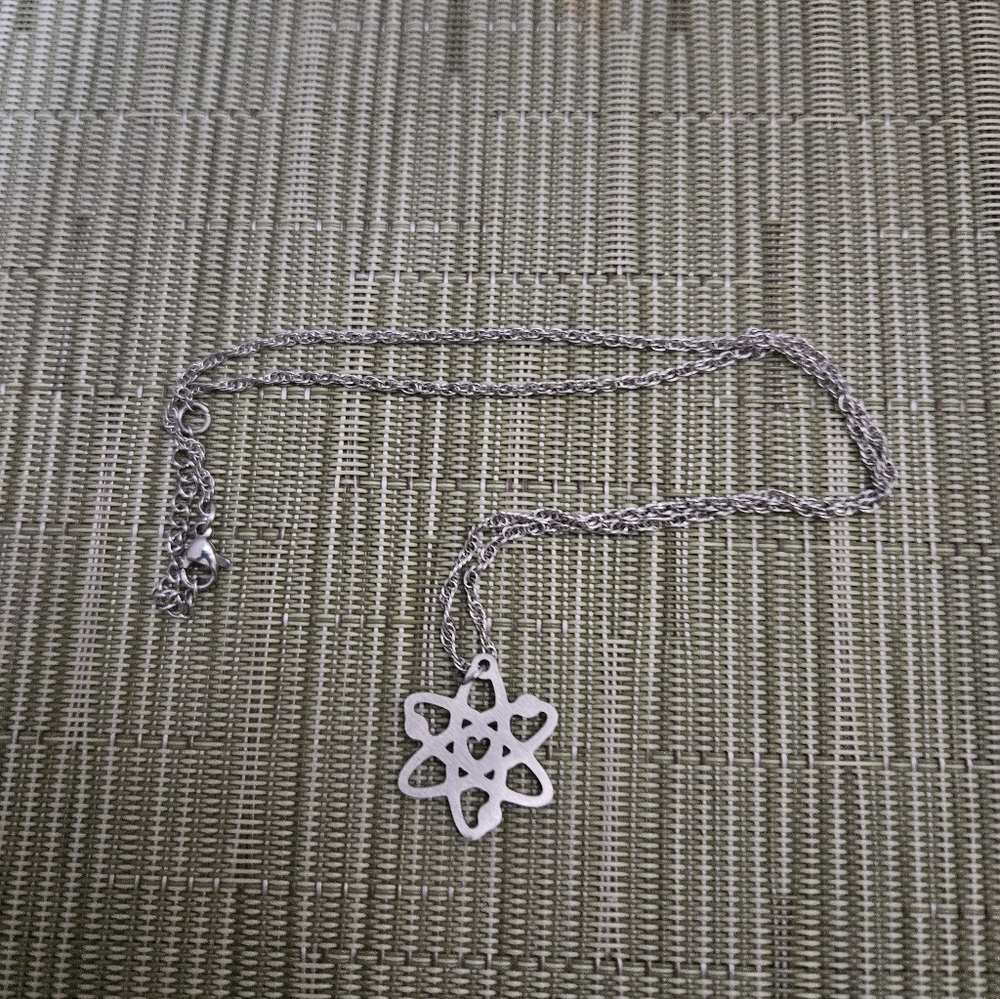 Silver Atom Pendant Necklace